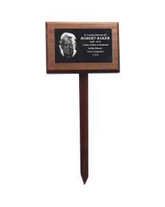 Photo Engraved Wooden Memorial Stake Black Aluminium Plate