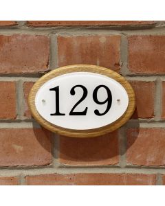 Wood Backed Acrylic Oval House Number - (15x10cm)