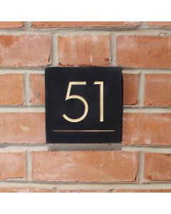 Slate Square House Number with Line (15x15cm)