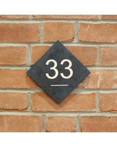 Slate Diamond House Number with Line (15x15cm)