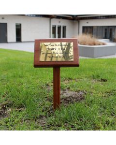 Wooden Memorial Stake with Brass Plate - (50cm)